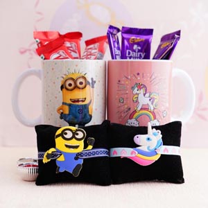 Unicorn and Minion Kids Rakhi Combo - Kids Rakhi with Gifts