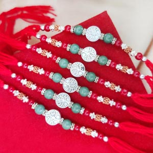 Set of Six Silver Rakhi