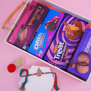 Krishna Rakhi with Chocolates in Tray