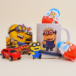 Minion Kids Rakhi with Minion Mug Card N Chocolates