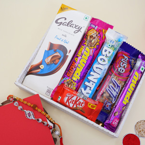 Rudraksha Rakhi N AD Rakhi with Chocolate Box