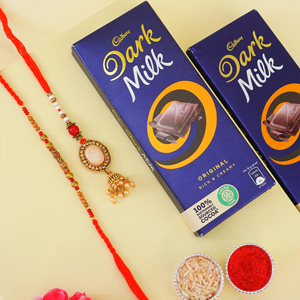 Bhaiya Bhabhi Rakhi Set with Dark Milk Chocolate
