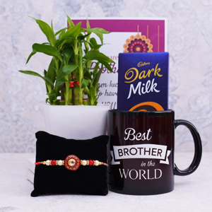 Pearl Rakhi N Lucky Plant with Chocolate Combo