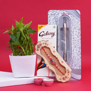 Rakhi N Lucky Plant with Galaxy Chocolate Pack