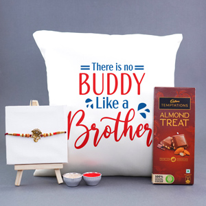 No Buddy Like a Brother Cushion with Rakhi Combo