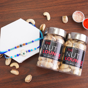 Pair of Evil Eye Rakhis with Dry Fruits - Sugarfree Rakhi Combos