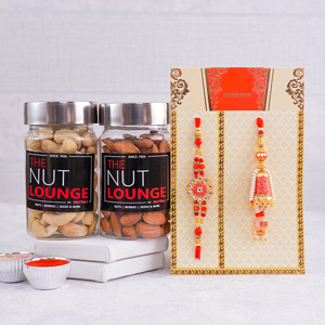 Graceful Bhaiya Bhabhi Rakhi with Dry Fruits Pack
