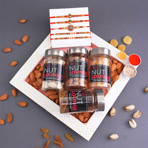 Set of Five Rakhis with Dry Fruits Gift Hamper - Rakhi to Kanpur