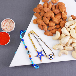Protective Evil Eye Rakhis With Dry Fruits for Bhaiya Bhabhi - Sugarfree Rakhi Combos