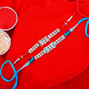 Two Designer Stone Rakhi for Brothers