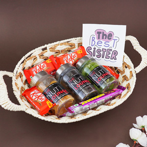 Chocolates N Dried Fruit Slices in a Basket