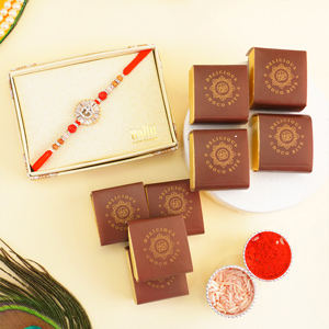 AD Om Rakhi with Haldirams Choco Bites