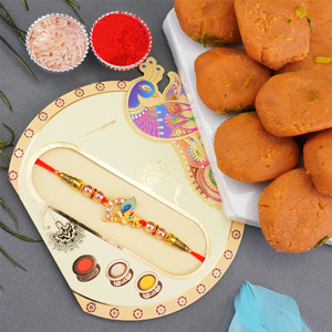 Krishna Feather Rakhi with Sweets