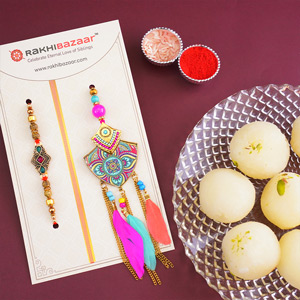 Antique Bhaiya Bhabhi Rakhi with Rasgulla Pack