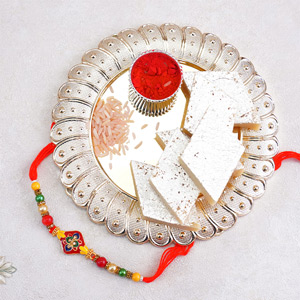 Designer Meenakari Rakhi with Kaju Katli