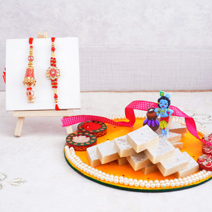 Kids Rakhi N Bhaiya Bhabhi Rakhi with Kaju Katli