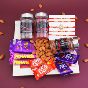 Pearl Rakhi N Mahadev Rakhi Gift Hamper with Designer Tray