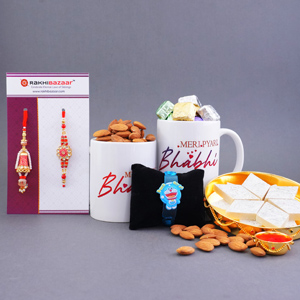 Couple Rakhi N Kids Rakhi with Puja Thali Combo