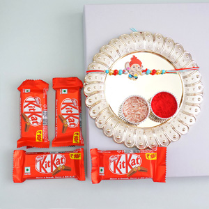 Ganesha Kids Rakhi with Chocolates N Puja Thali