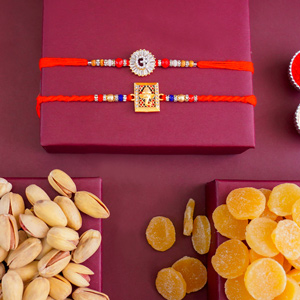 Golden Rakhi N AD Rakhi with Dry Fruits for Brothers