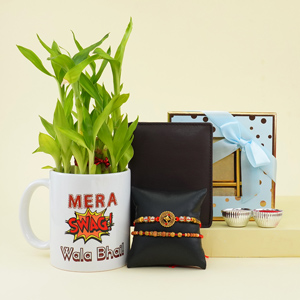 Rakhi Set of Two with Wallet N Lucky Plant
