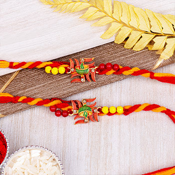 Set of 2 Designer Swastik Rakhi Nepal