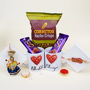 No 1 Bro and Gorgeous Bhabhi Rakhi with Mug Gift Hamper