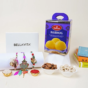 2 Zardozi Rakhi N Lumba rakhi with Bellavita Perfume Set