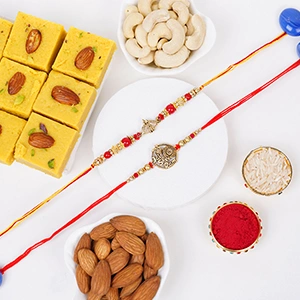 Set of 2 Spiritual Rakhi with Dry Fruits for Brother
