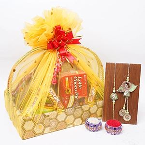 Bhai-Bhabhi Rakhi with Gift Basket Hamper