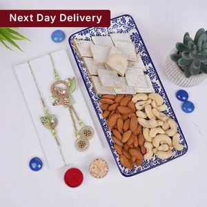 Classic Bhaiya Bhabhi Rakhi Gift Hamper with Dry Fruits