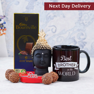 Veera Bracelet Rakhi with Chocolates N Buddha Statue Next Day Delivery
