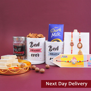 Couples Rakhi N Kids Ganesha Rakhi with Chocolates Combo Next Day Delivery