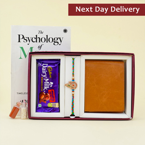 Sacred Rakhi with Books N Wallet Combo Next Day Delivery