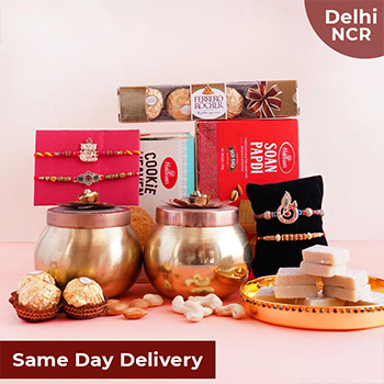 Set of Four Ethnic Rakhi Gift Hamper Same Day Delivery In Delhi NCR