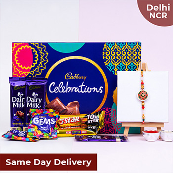 Designer Rakhi with Cadbury Celebration Same Day Delivery In Delhi NCR