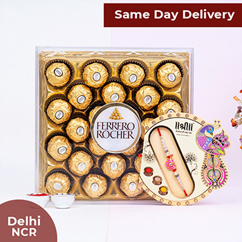 Lotus Rakhi with Ferrero Rocher Same Day Delivery In Delhi NCR