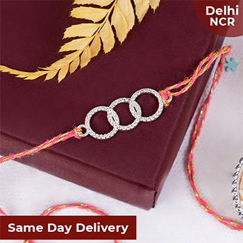 Pure Silver Ring Rakhi for Brother Same Day Delivery In Delhi NCR