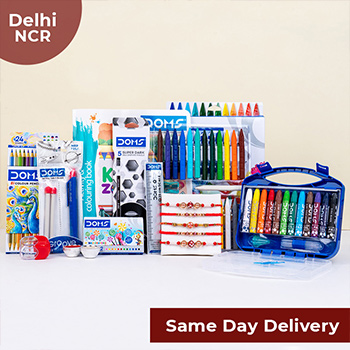 5 Rakhi Set with Doms Art Kit Gift Hamper Same Day Delivery In Delhi NCR