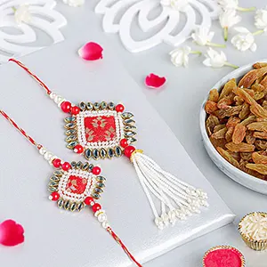 Bandhani Bhaiya Bhabhi Rakhi Set N Raisin Delight