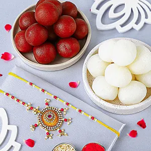 Designer Lumba Beads Rakhi Set N Sweet Delights