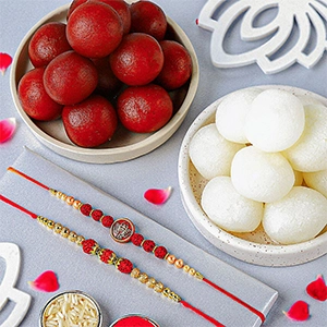 Serene Spirit Rudraksha Rakhi N Sweet Treat