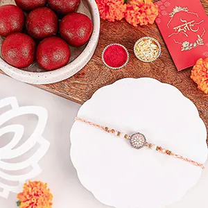 Rosy American Diamond Rakhi N Gulab Jamun Delight