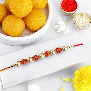 Rudraksha Rakhi Blessings N Motichoor Laddoo 400gm Delight For Singapore