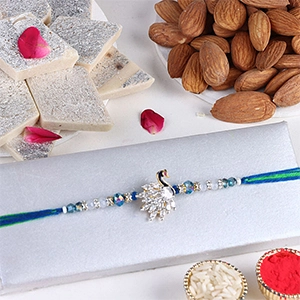 Shree Regular Ethnic Peacock Rakhi with sweet & Dry Fruits