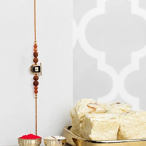 Divine Shiva Rudraksha Rakhi with Soan Papdi