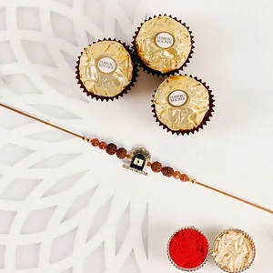Divine Shiva Rudraksha Rakhi with Ferrero Rochers