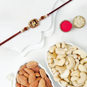 Divine Ganesha Rudraksha Pearl Rakhi with Dryfruits