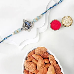 Blue Serenity Om Rakhi with Almonds