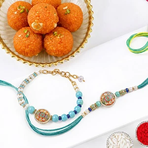 Couples Charm Duo Rakhi with Laddoo